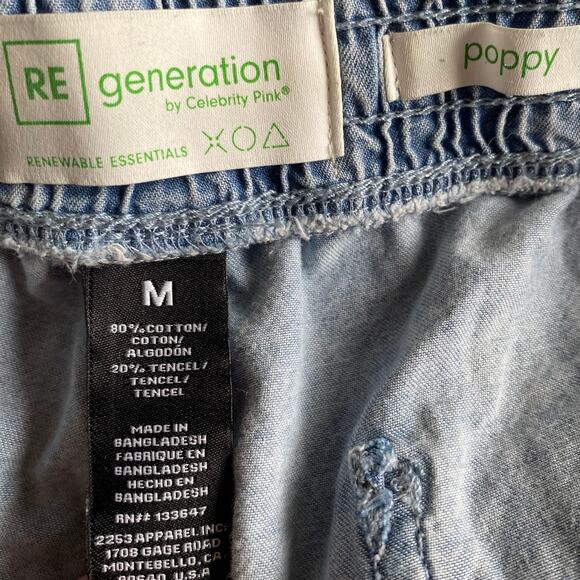 REGENERATION Poppy Tencel Blend Shorts Size Medium Chambray Blue Boho - Picture 3 of 3